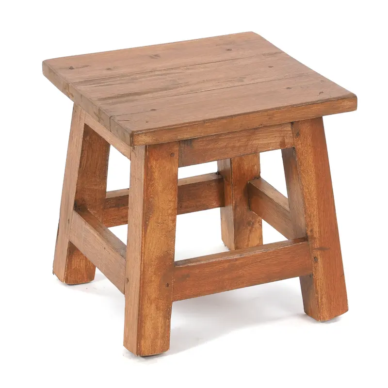 Fusshocker PALO | 27x26cm (HxB), rustikaler Holzhocker Mahagoni Hocker | Farbe