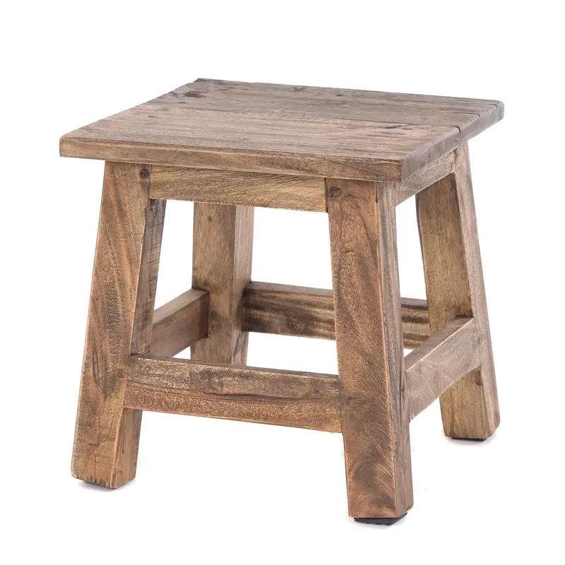 Fusshocker PALO | 27x26cm (HxB), rustikaler Holzhocker Mahagoni Hocker | Farbe