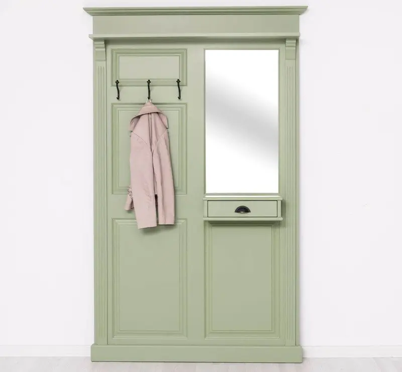 Garderobe aus Massivholz mit Spiegel und Ablage