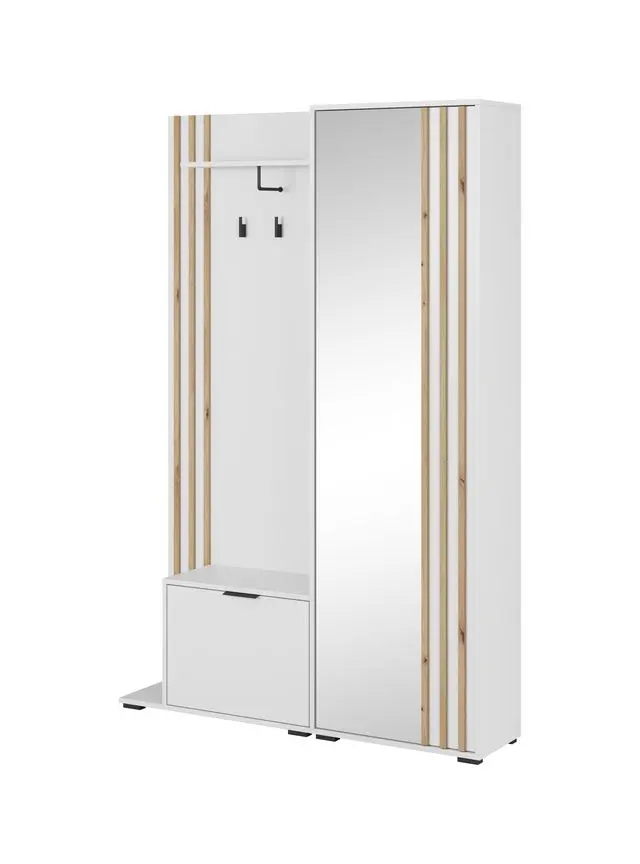 Garderobe mit Spiegeltür – NELLY – Flurgarderobe ohne Sitzkissen