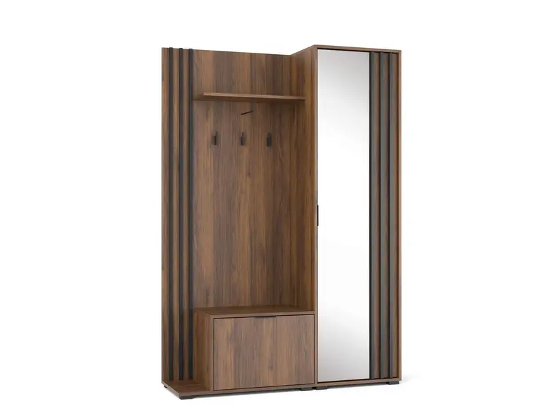 Garderobe mit Spiegeltür – NELLY – Stilvolle Ordnung für den Flur ohne Sitzkissen