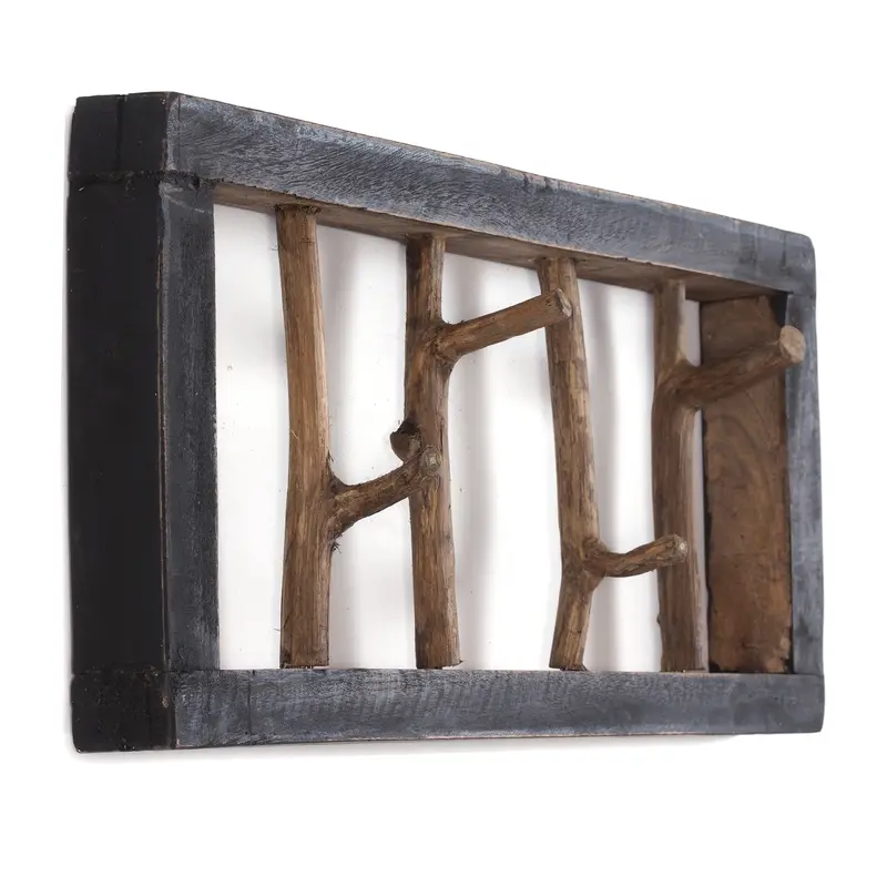 GARDEROBENLEISTE LIMB | 45x23cm(BxH) Treibholz Wandgarderobe mit Ästen | Farbe