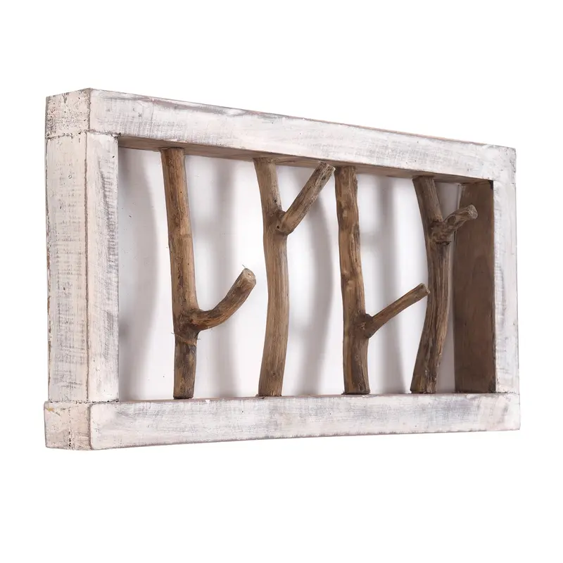 GARDEROBENLEISTE LIMB | 45x23cm(BxH) Treibholz Wandgarderobe mit Ästen | Farbe