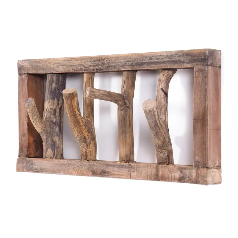 GARDEROBENLEISTE LIMB | 45x23cm(BxH) Treibholz Wandgarderobe mit Ästen | Farbe