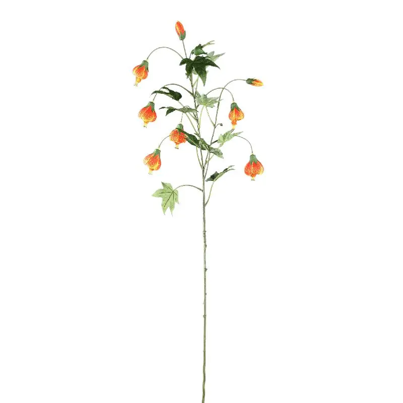 Gartenblume – Oranges gestreiftes Abutilon-Spray, Polyestergewebe, Halbhändig gefertigt | PTMD