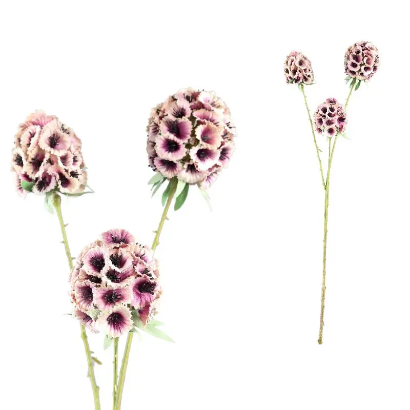 Gartenblume - Rosa Scabiosa Spray, Polyester, Halbhändig gefertigt | PTMD