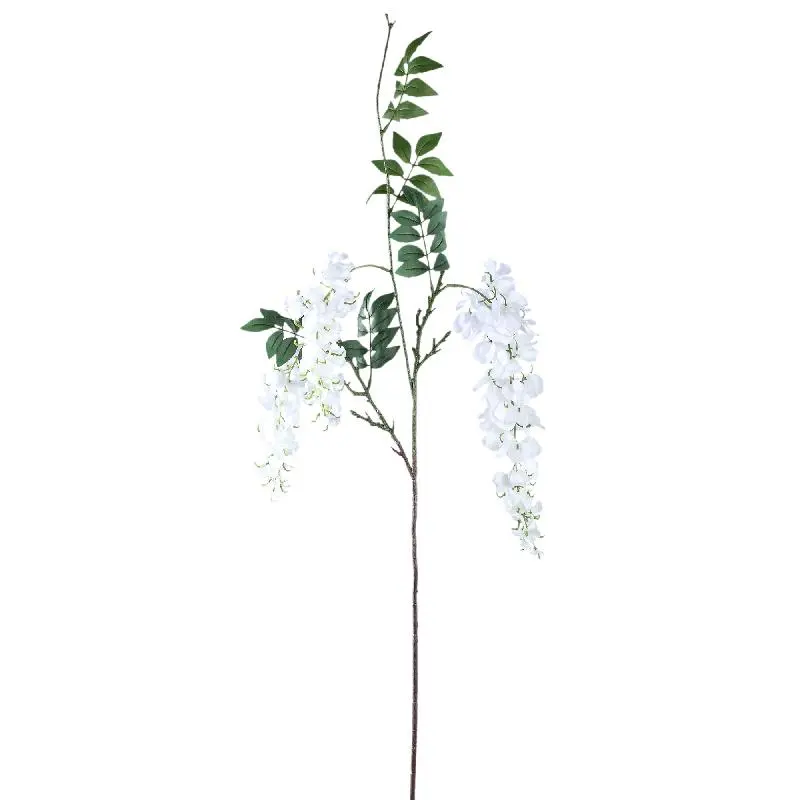 Gartenblume – weißer Glyzinienzweig mit Blättern aus Polyester und Kunststoff | PTMD