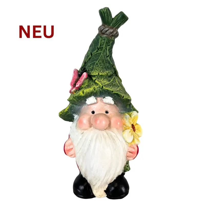 Gartenfigur "Wichtel mit Blume", 17 cm