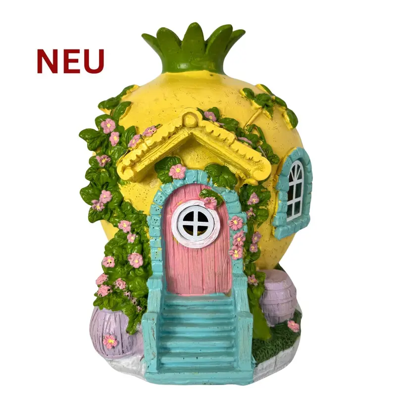 Gartenfigur "Wichtelhaus" mit Solar-LED, 21 cm
