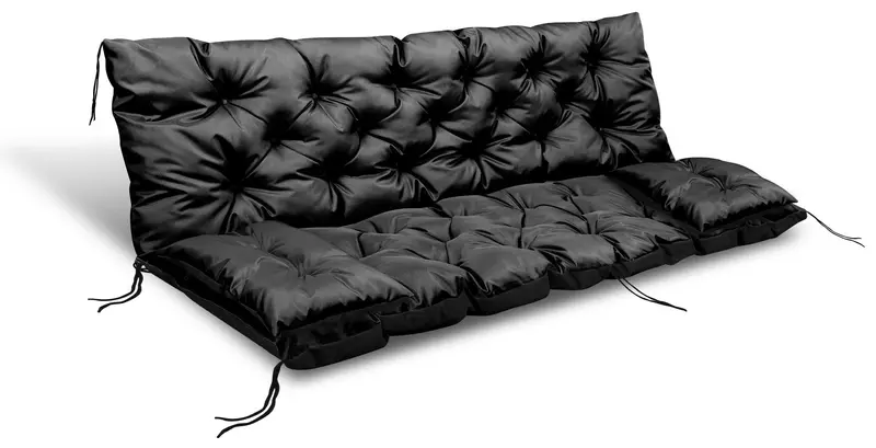 Gartenkissen 120 x 60 x 50 cm mit 2 poduszki für Bank Schaukel wasserabweisend schwarz