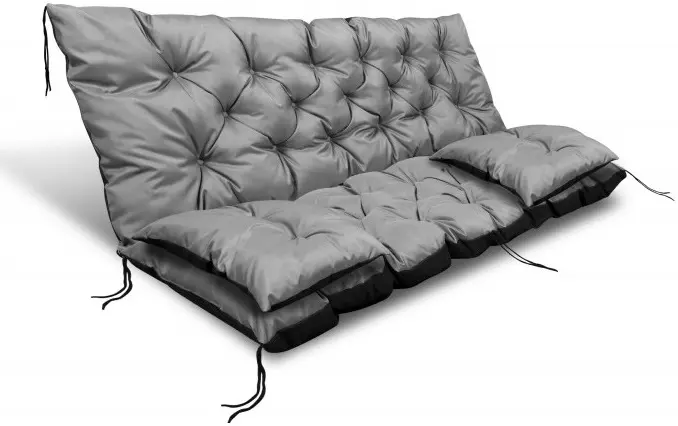 Gartenkissen 150 x 60 x 50 cm mit 2 poduszki für Bank Schaukel wasserabweisend grau
