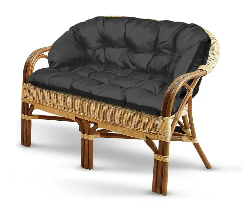 Gartenkissen 190 x 40 cm für Sofa und Bank wasserabweisend schwarz