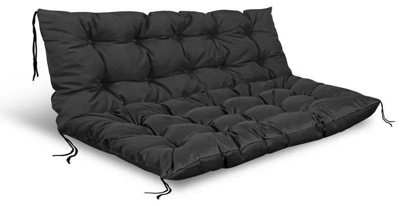 Gartenkissen-Set 120/80 cm mit 120/40 cm für Bank Palettenmöbel wasserabweisend schwarz