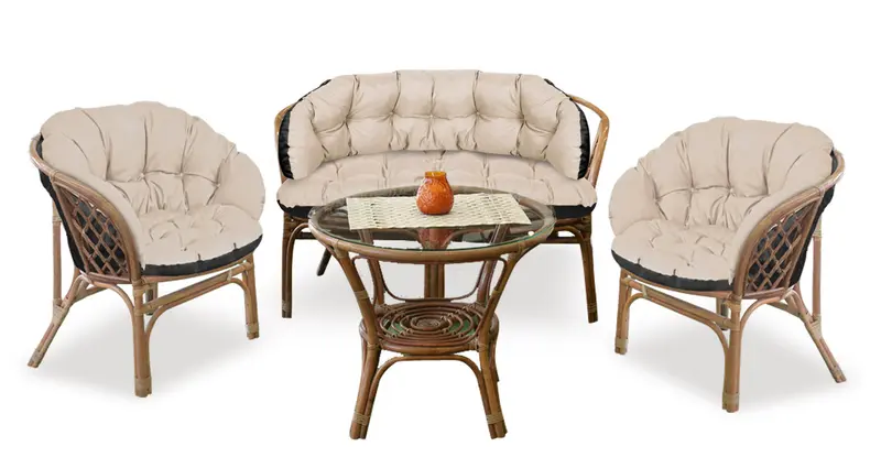 Gartenkissen-Set 2 x 122 x 40 cm mit 190 x 40 cm für Stuhl Sofa Schaukel Rattanmöbel wasserabweisend beige