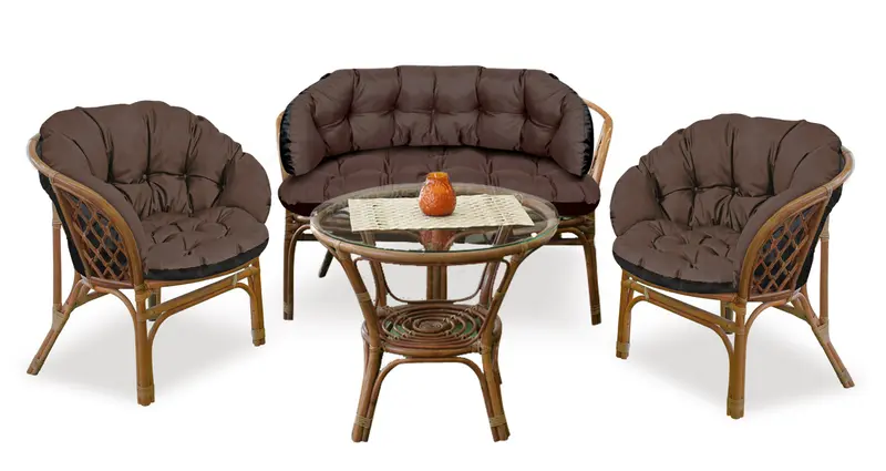 Gartenkissen-Set 2 x 122 x 40 cm mit 190 x 40 cm für Stuhl Sofa Schaukel Rattanmöbel wasserabweisend braun
