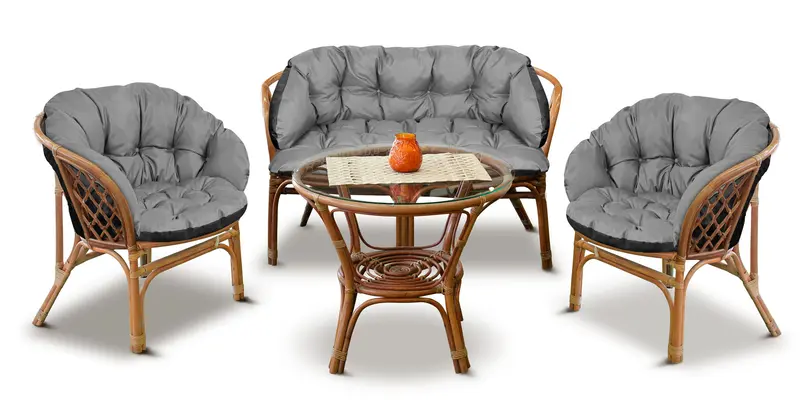 Gartenkissen-Set 2 x 122 x 40 cm mit 190 x 40 cm für Stuhl Sofa Schaukel Rattanmöbel wasserabweisend grau