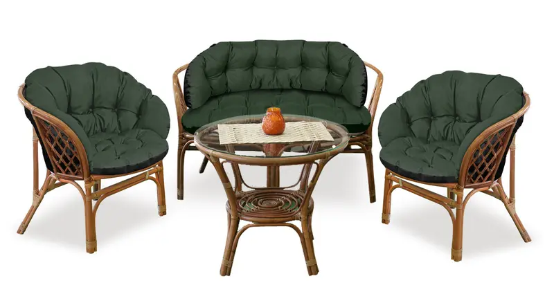 Gartenkissen-Set 2 x 122 x 40 cm mit 190 x 40 cm für Stuhl Sofa Schaukel Rattanmöbel wasserabweisend grün