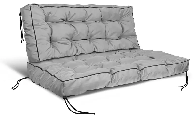 Gartenkissen-Set mit hohem Rand 120/80 cm mit 120/40 cm für Bank Palettenmöbel wasserabweisend grau