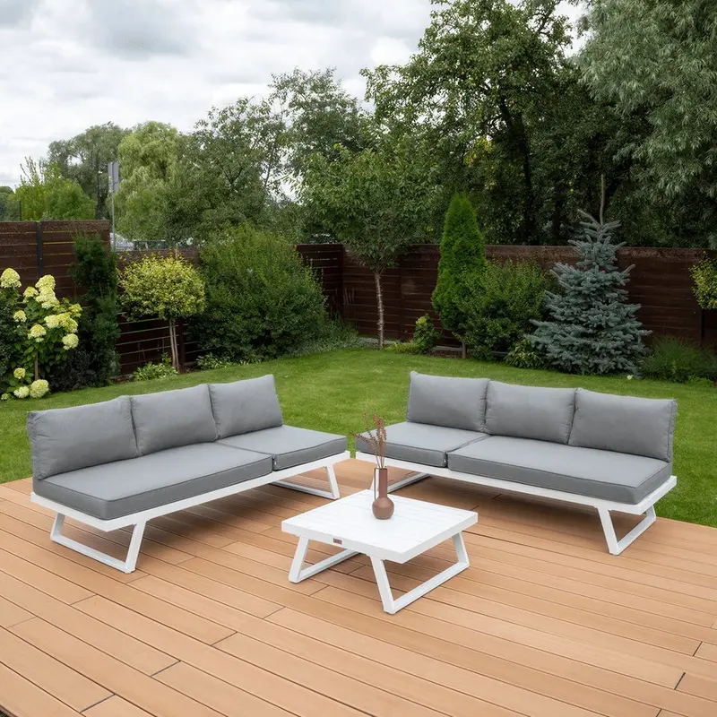 Gartenlounge-Set "Modular" 4-in-1, Aluminium - Weiß