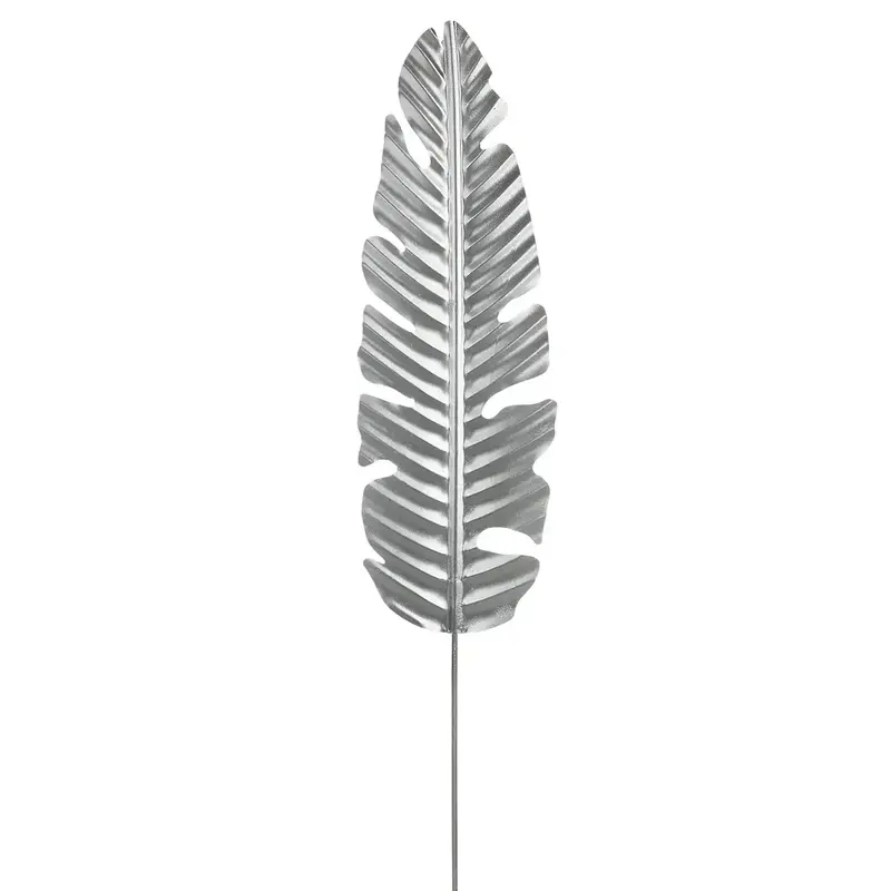 Gartenstecker – Edles Palmblatt, Silberfarbenes Metall, Wetterfeste Ausführung, 100 cm - Palmblatt | Gilde