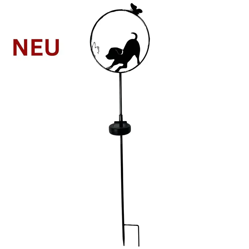 Gartenstecker "Hund spielend" mit Solar-LED, Metall, 84 cm