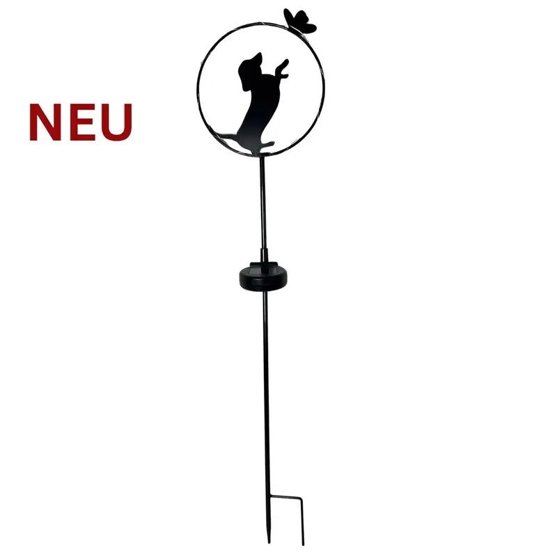 Gartenstecker "Hund stehend" mit Solar-LED, Metall