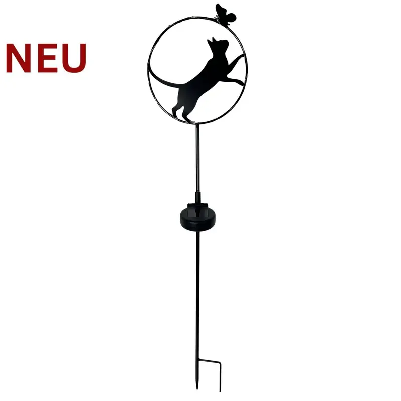 Gartenstecker "Katze stehend" mit Solar-LED, Metall, 84 cm