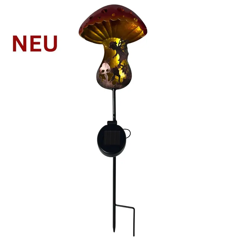 Gartenstecker "Pilz" mit Solar-LED, Metall, 77 cm