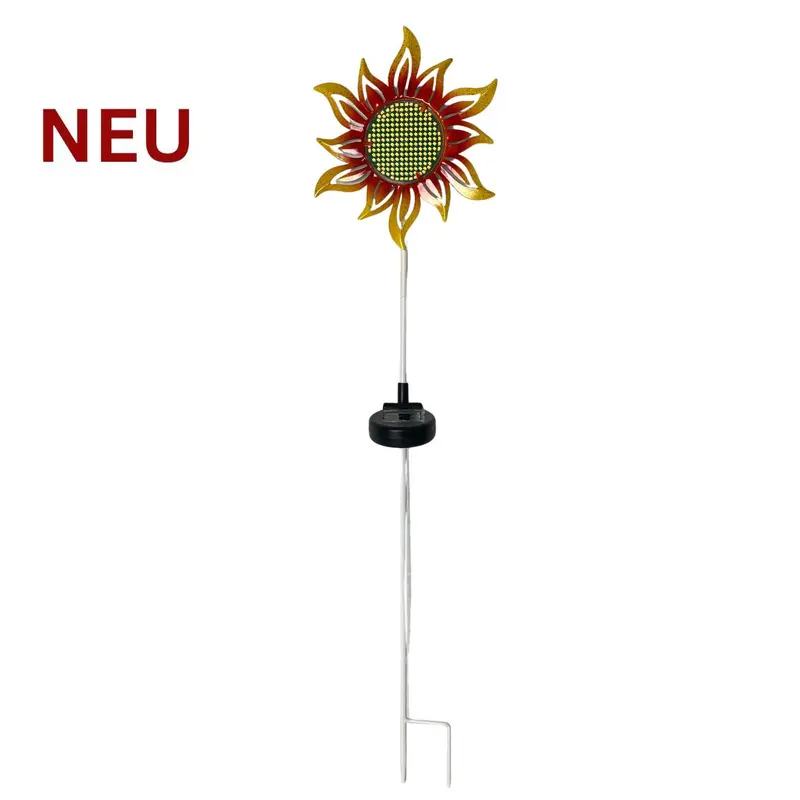Gartenstecker "Sonnenblume" mit Solar-LED und Smiley-Gesicht, 84 cm