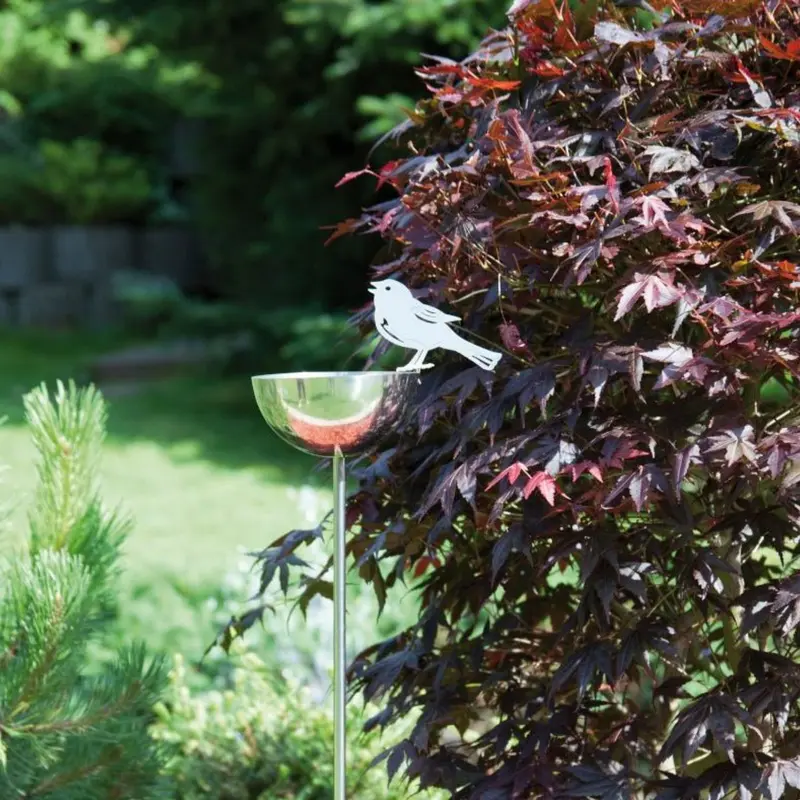 Gartenstecker "Vogeltränke" aus Edelstahl