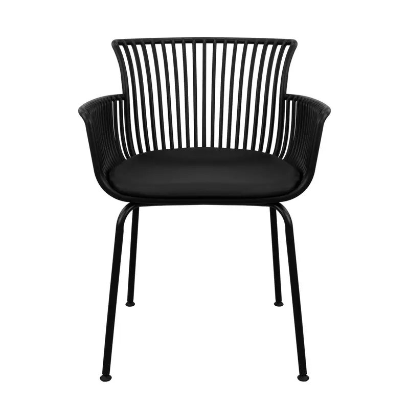 Gartenstuhl – Kunststoff Schale, PU-Leder Kissen, Schwarze Farbe - Otis | Kick Collection