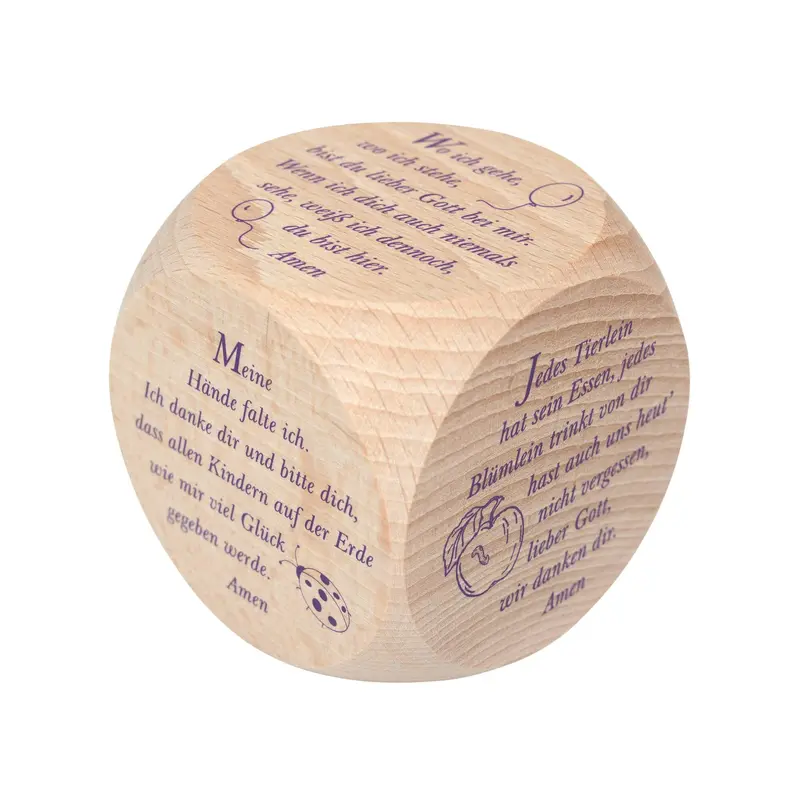 Gebetswürfel Kindergebete Buchenholz 6cm