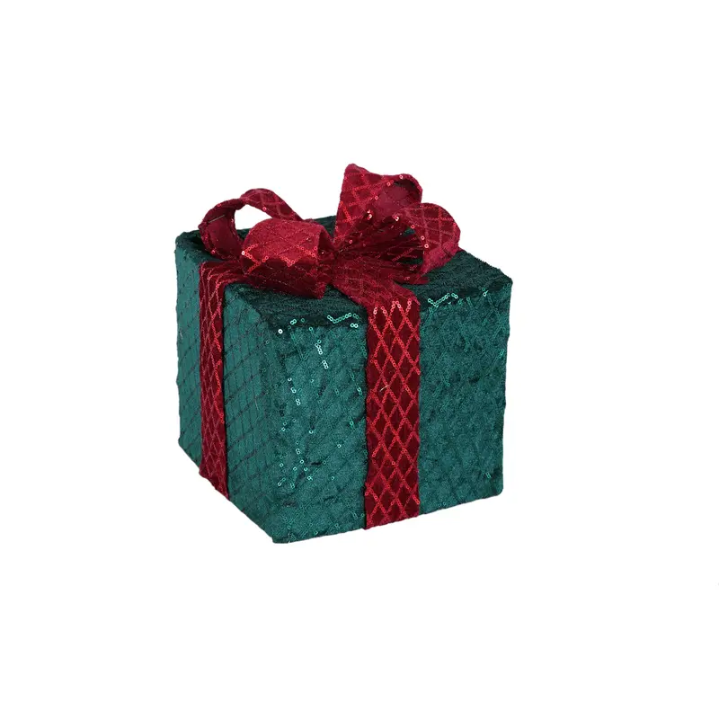 Geschenkbox – LED Licht, Rautenmuster, Dunkelgrün M - Azita | PTMD