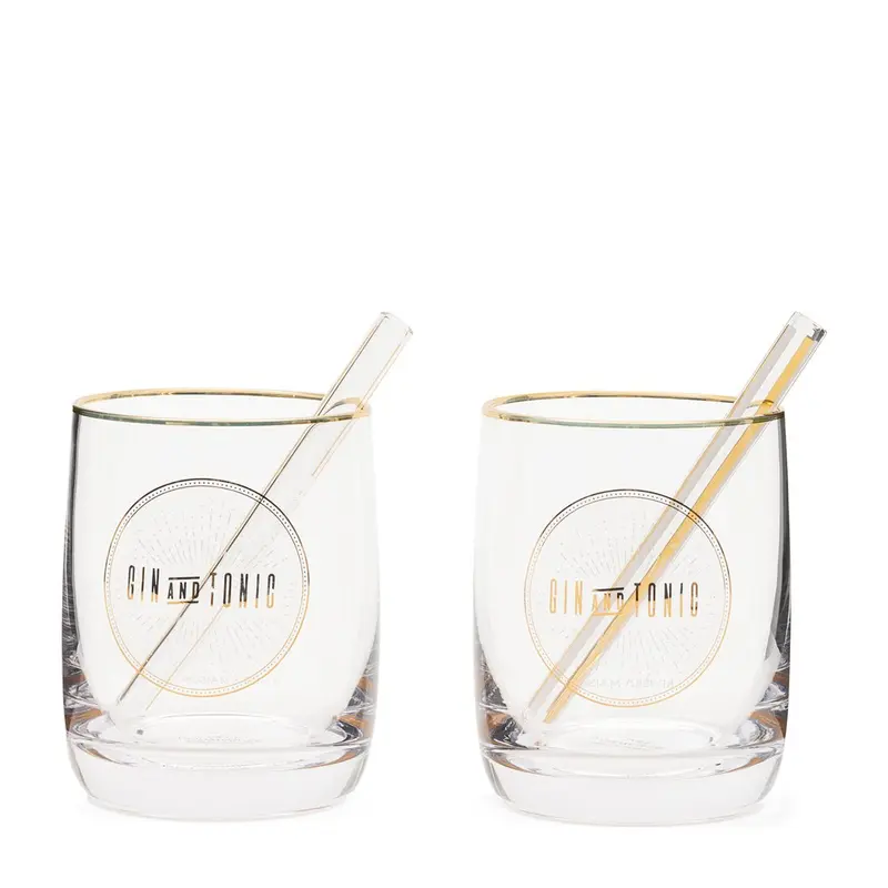 Gin & Tonic Glas Set mit Strohhalmen – Le Club | Rivièra Maison