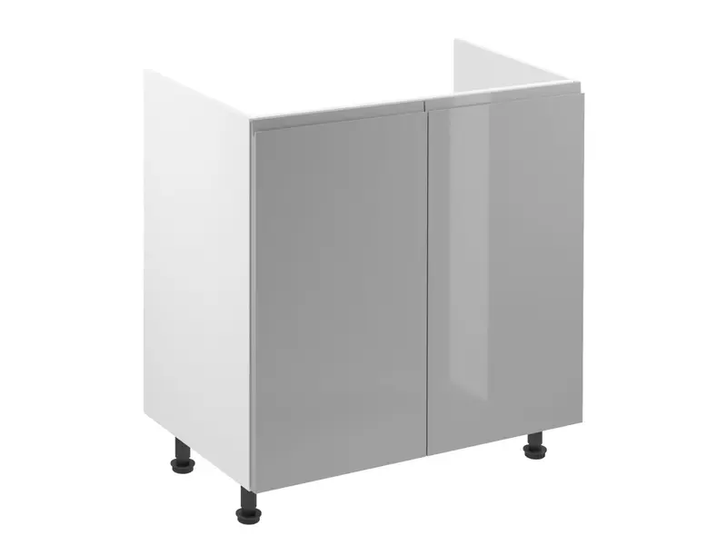 Glanzia Spülenschrank 80 cm D80Z – Grau Hochglanz