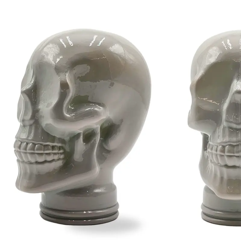 Glas KOPFHÖRERSTÄNDER TOTENKOPF| 26cm Glaskopf Skulptur | Farbe