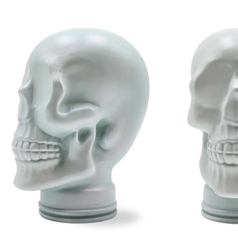Glas KOPFHÖRERSTÄNDER TOTENKOPF| 26cm Glaskopf Skulptur | Farbe