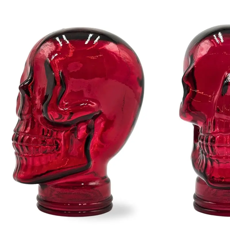 Glas KOPFHÖRERSTÄNDER TOTENKOPF| 26cm Glaskopf Skulptur | Farbe