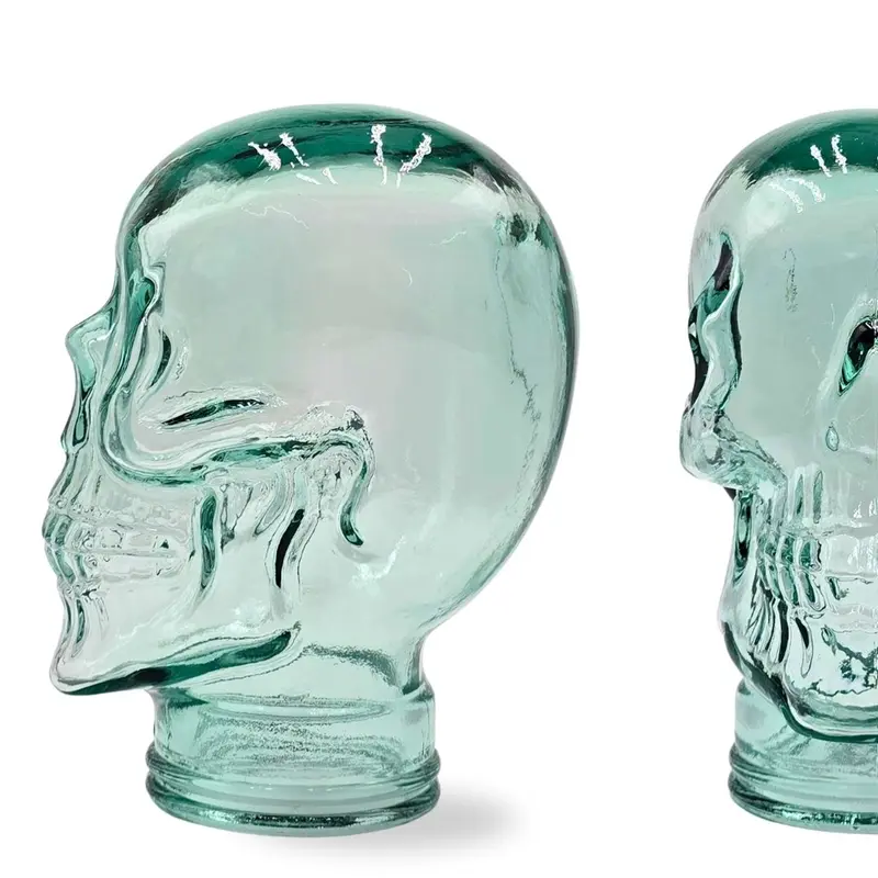 Glas KOPFHÖRERSTÄNDER TOTENKOPF| 26cm Glaskopf Skulptur | Farbe