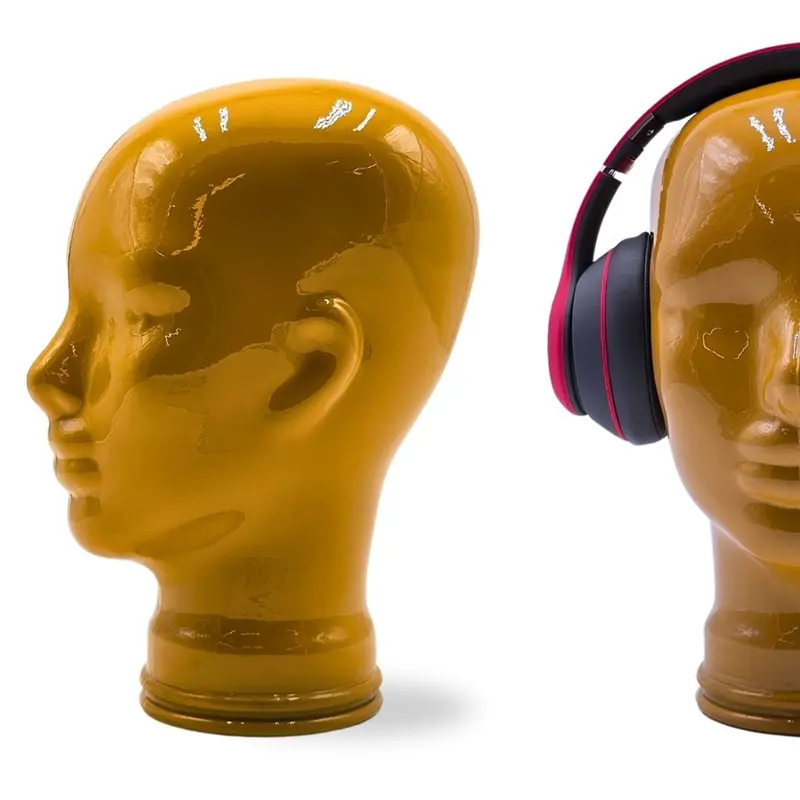 Glas KOPFHÖRERSTÄNDER voll Glanz + matt | 29cm Glaskopf Skulptur | Farbe