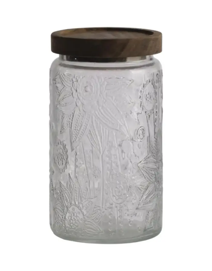 Glas mit Deckel Kalle I Flowers/Brown