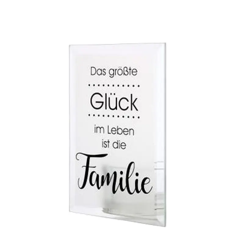 Glas Teelichthalter mit Spruch "Das größte Glück im Leben ist die Familie"