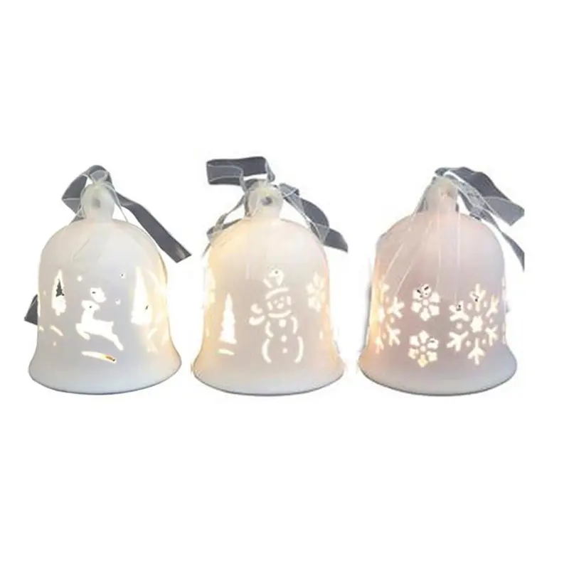Glocken aus Porzellan LED 3 er Set