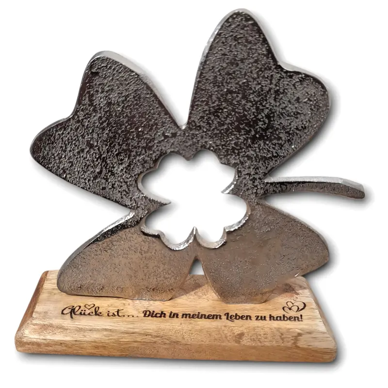 Graviertes Deko Kleeblatt mit Wunschtext 15cm personalisiertes Geschenk