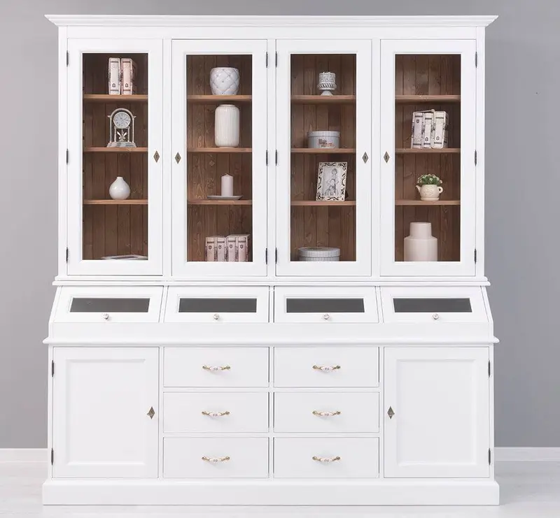 Großer Esszimmerschrank aus Massivholz mit Display und Kippfächern
