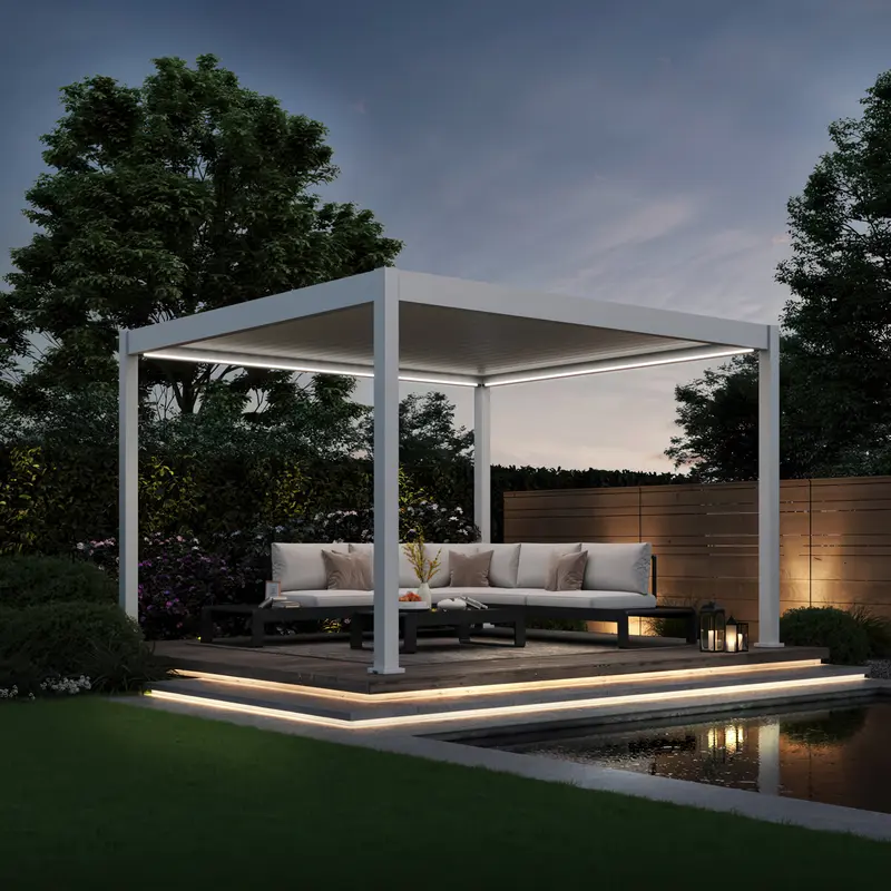 Gutroof Pergola "Deluxe" 3,6x4m - elektrisch, LED, Weiß