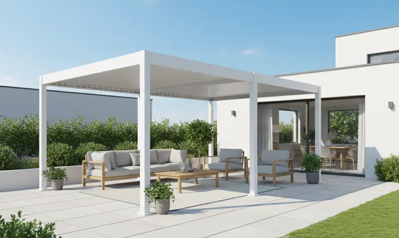 Gutroof Pergola "Deluxe Automatic" 3,6x6m - elektrisch, LED, Weiß
