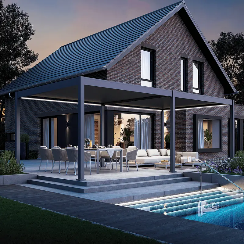 Gutroof Pergola "Deluxe Automatic" 3,6x7,2m - elektrisch, Aluminium, Anthrazit