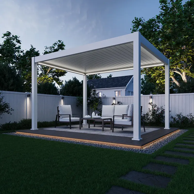 Gutroof Pergola "Deluxe Pro" 3x4m - elektrisch / motorisiert, Aluminium -  LED / RGB | Weiß