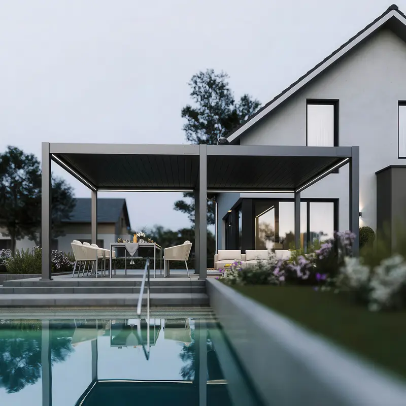 Gutroof Pergola "Deluxe Pro" 4x6m elektrisch / motorisiert, Aluminium - RGB LED | Anthrazit
